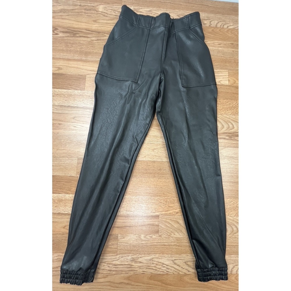 Spanx Faux Leather Joggers Taper Leg Black Pockets Women's Medium 20283R‎